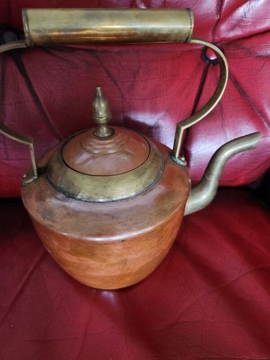 French copper and brass kettle