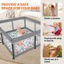 Foldable Baby Playpen with Mat - Portable, Spacious & Sturdy Play Yard for Babies and Toddlers, Quick 1-Minute Setup, Travel-Friendly, Safe & Durable for Indoor and Outdoor Use (Grey, 50x50 inches) Image 6