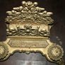 Antique Brass Desk Set Inkwell with Letter Holder with Art Nouveau motif 12" x 8" H-8" Image 3