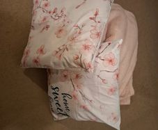Pink blanket and 2 pillows