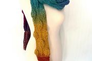 Handmade crochet flower scarf rainbow