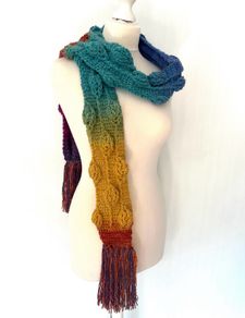 Handmade crochet flower scarf rainbow