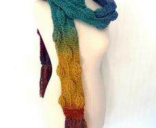 Handmade crochet flower scarf rainbow