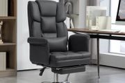 Ergonomic Office Chair, Height-Adjustable 48-56 cm, Reclining Backrest, Footrest, Black