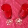 Pair Of Ruby Red Stemmed Toasting Champagne Flutes Image 7