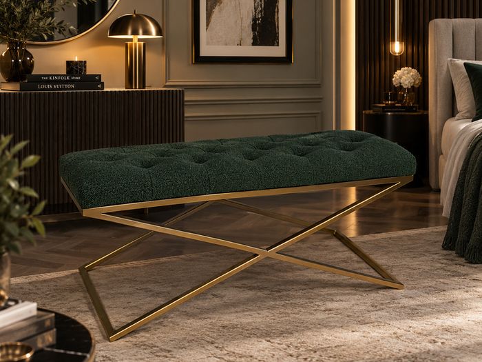 Boucle bench with metal frame 100x40