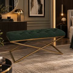 Boucle bench with metal frame 100x40