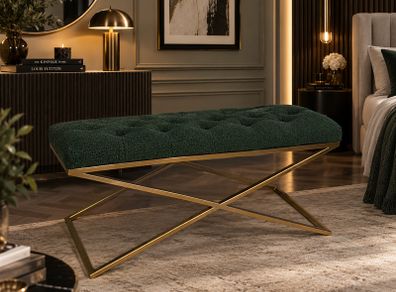 Boucle bench with metal frame 100x40