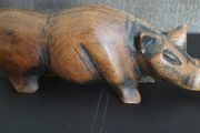 Wooden figures of rhino