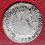 1802  Peru 2 Reales - Charles IV  Reales - Charles IV bust of Charles IV Spanish Colonial Silver coin Image 2