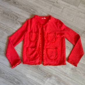 Red Tweed Fringe Blazer size 10 BY VERY