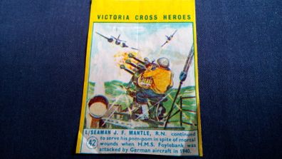 Victoria Cross Heroes Wax Gum Wrapper - Yellow Border.