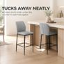 Set of 2 Velvet Bar Stools with Footrest and Backrest, Kitchen & Living Room Stools, Grey Image 5