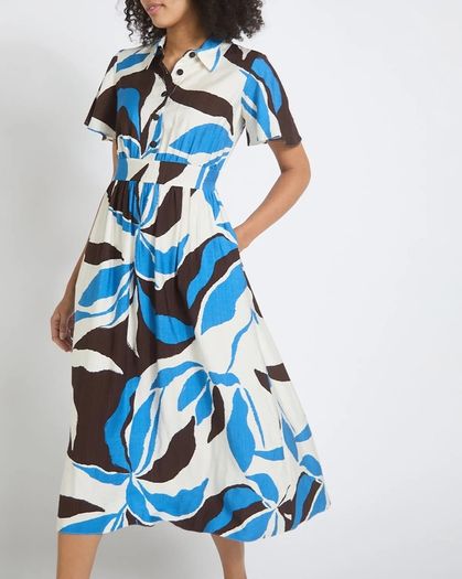 NEW Printed Collar Midi Dress: Size 10