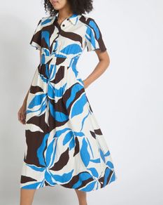 NEW Printed Collar Midi Dress: Size 10