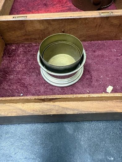 Vintage Miniature Drinks Bottles, Travel Cup and Wooden Box