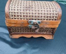 Rare Vintage Wood/Wicker Treasure Box