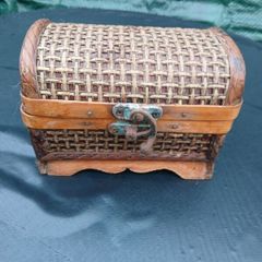 Rare Vintage Wood/Wicker Treasure Box