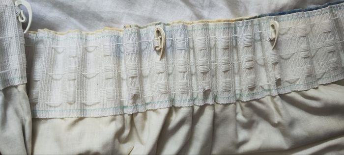 Blue and cream curtains