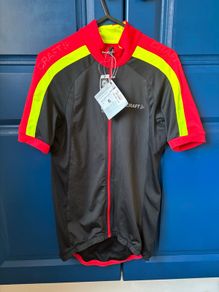 Craft Red Black Neon Move Cycling Jersey Full Zip Shirt S