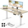 NEW SALE | 120 x 60cm Electric Standing Desk with USB Charging Port (New Sedentary Reminder), Height Adjustable Standing Desk with Cable Tray and Wheels, Small Sit Stand Desk for Home Office Image 2