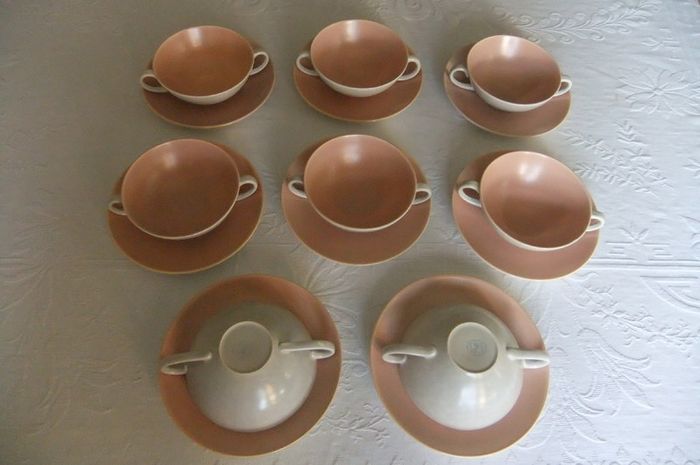 Poole Soup Bowls & Saucers x 8