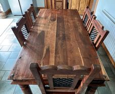 Antique Hardwood Table & 6 Chairs