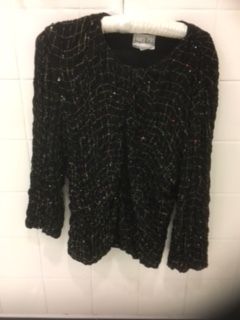 Black Sequin Designer Joseph Ribkoff Jacket 10/12