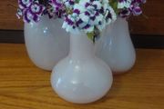 Lovely Set of Three Small Vintage Hand-Blown Glass Bud Vases in Pale Pink from Circa 1990