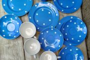 TG Green, Blue Domino, vintage tea set, Polka dot, delph