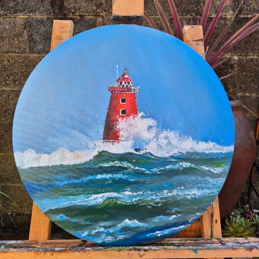 Storm Bram at Poolbeg Lighthouse | Oil Painting on canvas