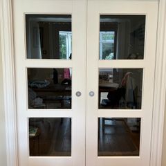 Glass & Wood Pocket Doors with Wall Tracks | 150cm x 198cm x 6cm | Castleknock