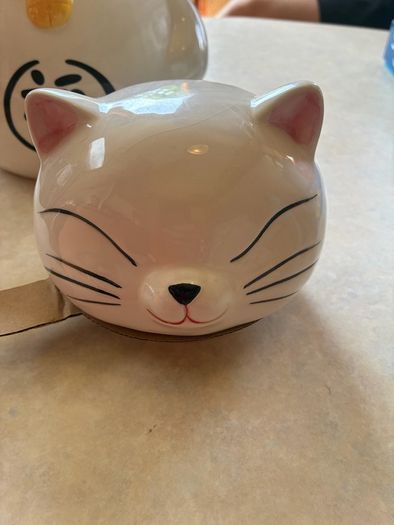 Lucky Cat Ceramic Cookie Jar with Lid