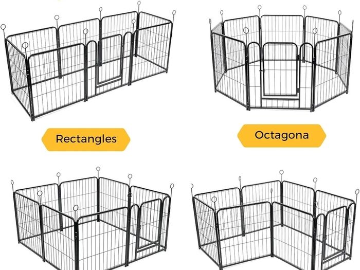 Dog Pen Indoor, 8 Panel Puppy Play Pen with Bottom Mat, High 60cm Heavy Duty Dog Play Pen, Pet Playpen for Puppies, Cats, Rabbits and Other Animals (Black)
