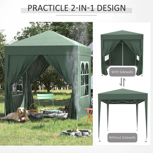 NEW SALE | 2 x 2m Pop Up Gazebo, with Side Walls and Windows - White