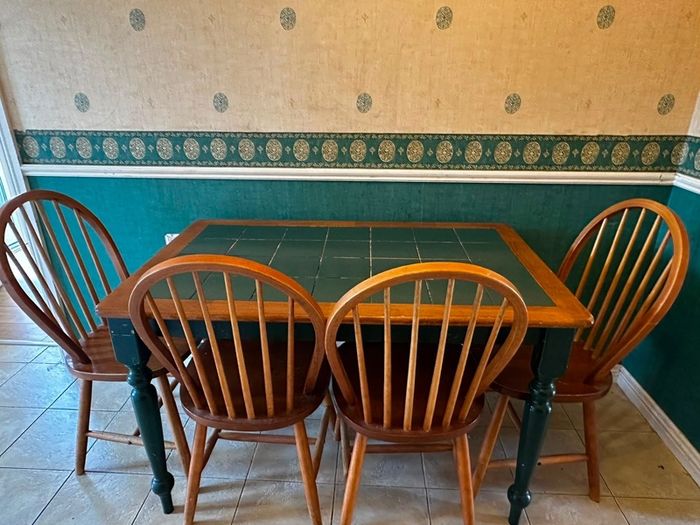 Wooden Dining Table + 4 Chairs