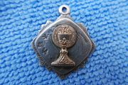 Vintage Sterling Silver and Gold  Irish  Holy Communion Fob Pendant , Watch Pendant with Gold Detail.