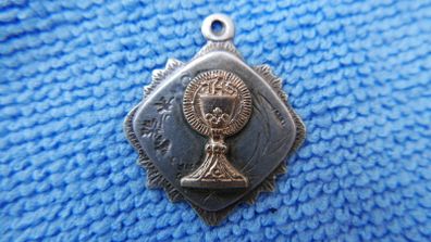 Vintage Sterling Silver and Gold  Irish  Holy Communion Fob Pendant , Watch Pendant with Gold Detail.