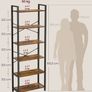 Bookcase with 6 levels and steel 6 Tier Bookcase Steel Frame Freestanding Shelf Living Room Bedroom Study ndustrial Design Image 5