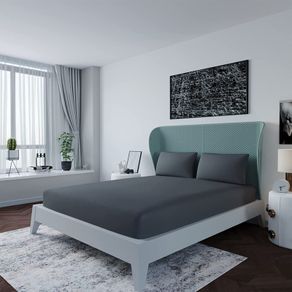 200 Thread Count Double Fitted Sheet -10inch(26cm) Deep Poly Cotton Fitted Sheets -Bobble Free, Easy Care, Soft & Comfortable Grey Double Bed Sheets (CHARCOAL/GREY, DOUBLE)