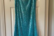 PrettyLittleThing Blue Sequin Maxi Skirt UK 12 BNWT