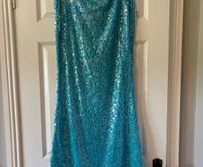 PrettyLittleThing Blue Sequin Maxi Skirt UK 12 BNWT