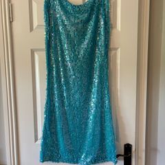 PrettyLittleThing Blue Sequin Maxi Skirt UK 12 BNWT