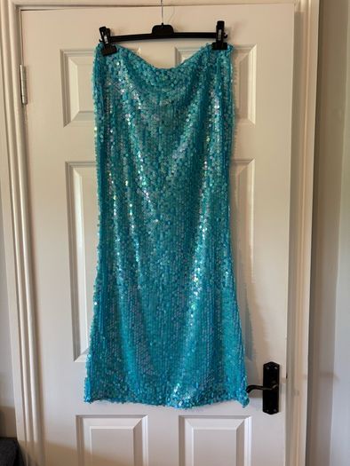 PrettyLittleThing Blue Sequin Maxi Skirt UK 12 BNWT