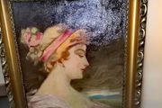 Antique oil painting of a lady