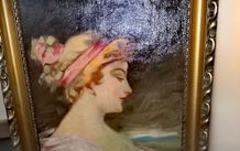 Antique oil painting of a lady