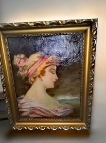 Antique oil painting of a lady