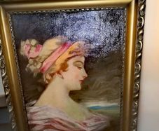 Antique oil painting of a lady