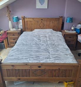 Bedroom Set - Double Bed, 2 Lockers, Chest of drawer, locker box