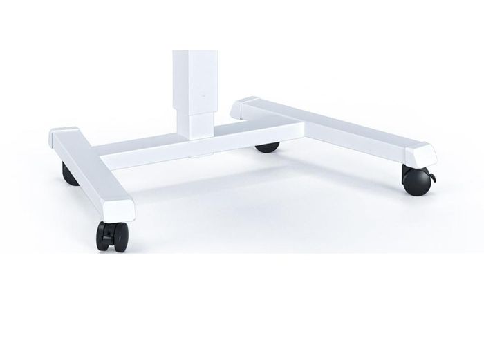 65 by 45cm Mobile Computer Workstation, Height Adjustable Laptop Stand 72 by 112cm, Portable Desk on Wheels, Compact White Study Desk, Movable Side Table, Small Standing Desk, Office Workstation